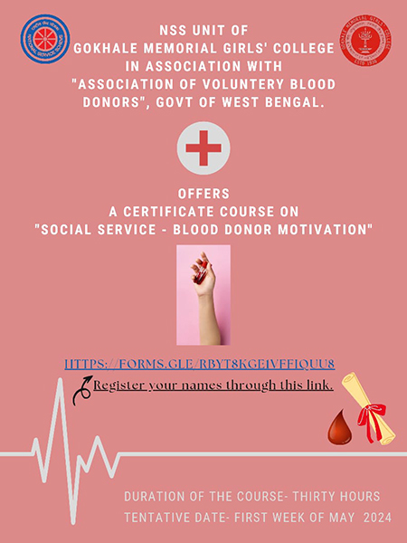 Certificate Course on "Social Service - Blood Donor Motivation"